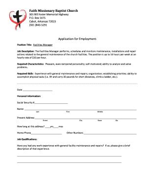 2013-2026 Form Faith Missionary Baptist Church Application for ...