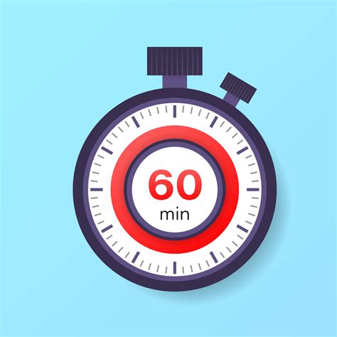 The 60 minutes timer. Stopwatch icon in flat style. 36628127 Vector Art ...