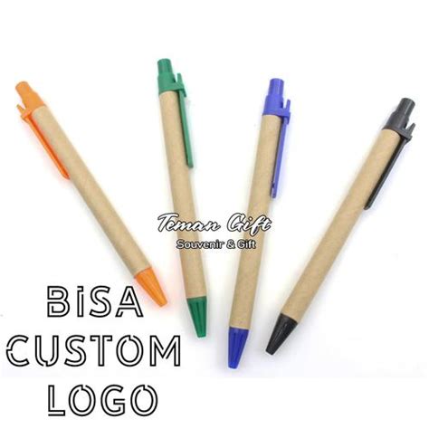 Jual Pulpen Kertas Pen Recycle Promosi Custom Logo Brand PP127 - Biru ...