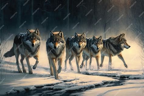 Pack of Wolves Hunting 的图像结果