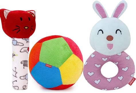 Pikipo Super Saver Soft Toy Combo (3-in-1): Tiger Rattle, Bunny Rattle ...