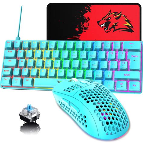 Buy 60% UK Layout Wired Gaming Keyboard and Mouse 62Keys Mini Compact ...