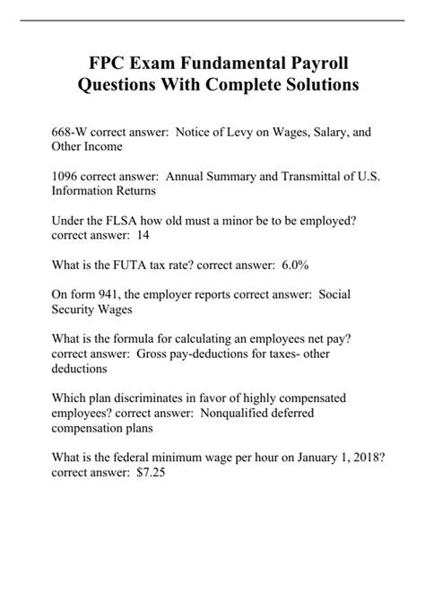 FPC Exam Fundamental Payroll Questions With Complete Solutions - FPC ...