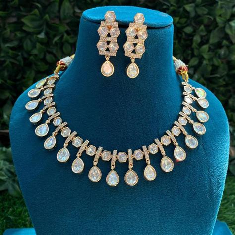 Amoliya Jewels Royal Heavy Polki Kundan Stone Necklace Set – JewelEMarket