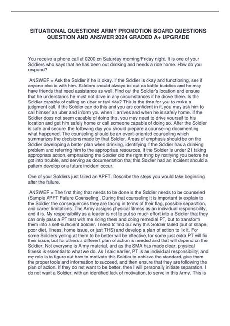SITUATIONAL QUESTIONS ARMY PROMOTION BOARD QUESTIONS QUESTION AND ...