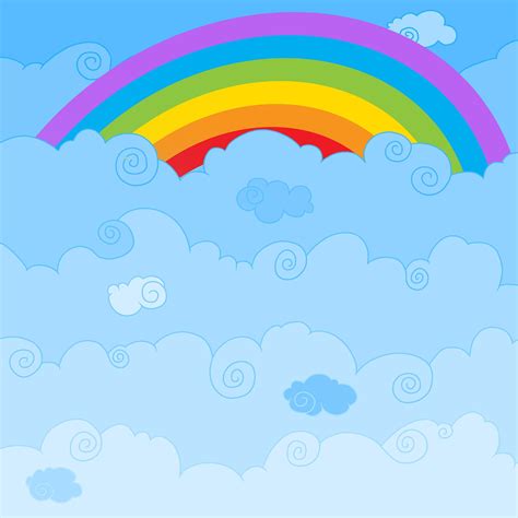 Cartoon Clouds And Rainbow