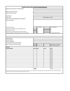 Fillable Online bNew SG Purchasing Formb.xlsx - Student Government Fax ...