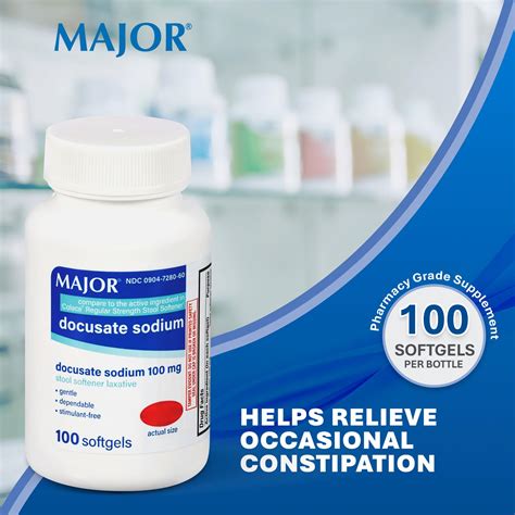 Snapklik.com : MAJOR Docusate Sodium 100mg Softgels, Stool Softener Laxative For Occasional ...