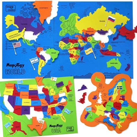 Buy Imagimake ology United States & World Puzzle with s, Capitals and ...