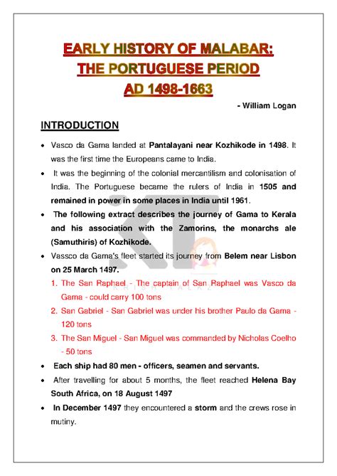 Readings on kerala -Krish Talkz - William Logan INTRODUCTION Vasco da ...