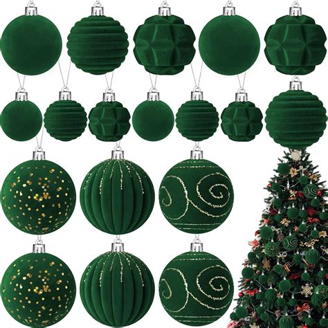 Amazon.com: Suzile 18 Pcs Velvet Christmas Tree Ornaments Flocked ...