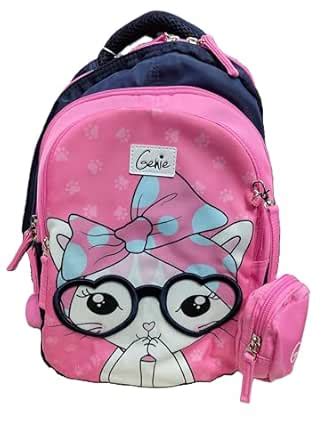 Buy Genie Paw Pink Kids Backpacks, 15 inches, Cute, Colourful bags for ...