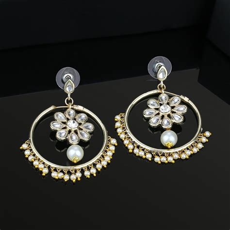 Buy Estele Gold Plated Traditional Chandbali Earrings with Pearl ...