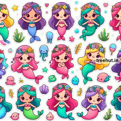 Printable Mermaid Stickers and 20 Craft Activities for Kids, Adults ...