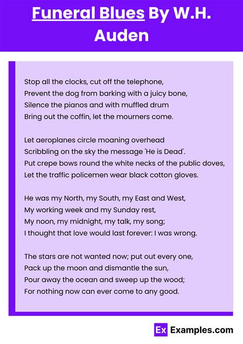 Funeral Blues Poem by W.H. Auden to Download