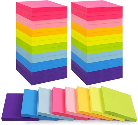 Amazon.com : HappyHapi Sticky Notes 3x3 Inches Bulk 8 Pack Colored Self ...