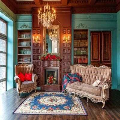 Classic Living Room Design With Brown Sofa And Patterned Accent Chair