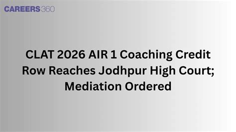 CLAT 2026 AIR 1 Coaching Credit Row Reaches Jodhpur High Court ...