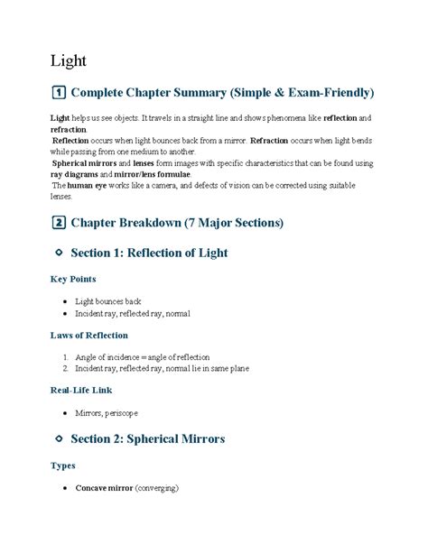 Physics - Light and Electricity Chapter Summary (wncjiu) - Studocu