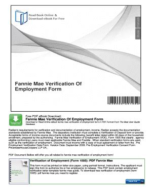 Fillable Online Fannie Mae Verification Of Employment Form Fax Email ...