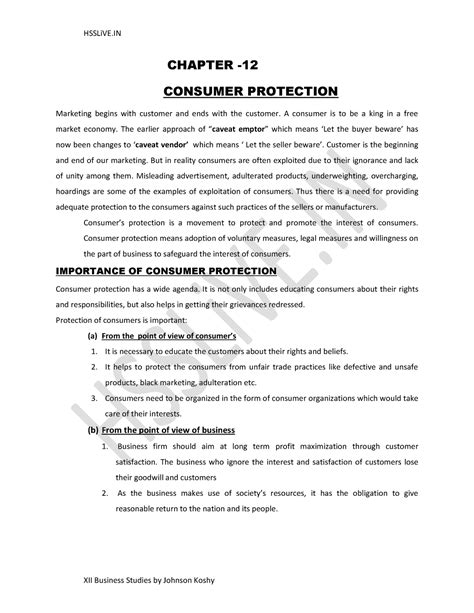 XII Ch12 13 Business stud Johnson hsslive - CHAPTER - CONSUMER ...