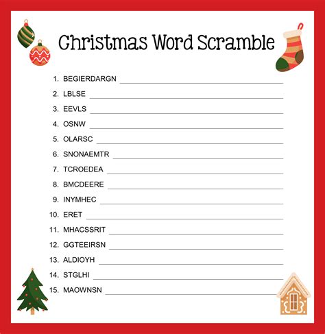 Free Printable Christmas Word Scramble With Answers - Printable Word ...