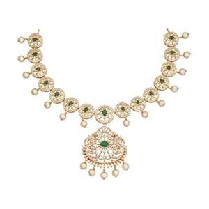 Buy KUSHAL'S Fashion Jewellery Green Gold Polished Copper Zircon ...