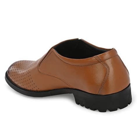 Eego Italy Genuine Leather Padded Punch Formal Slip On Shoes