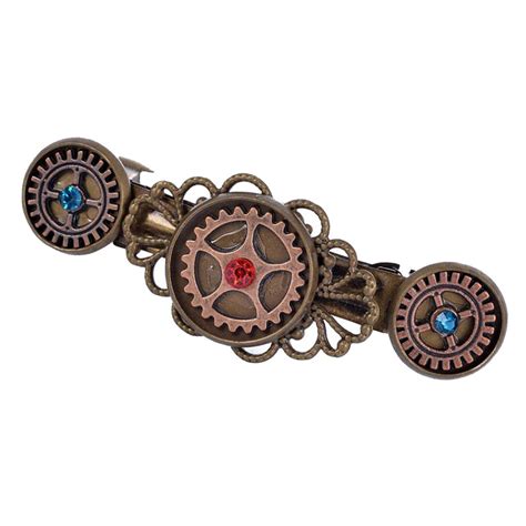 Rare Vintage Crystal Rhinestone Steampunk Gears Hair Clip Barrette Hair ...