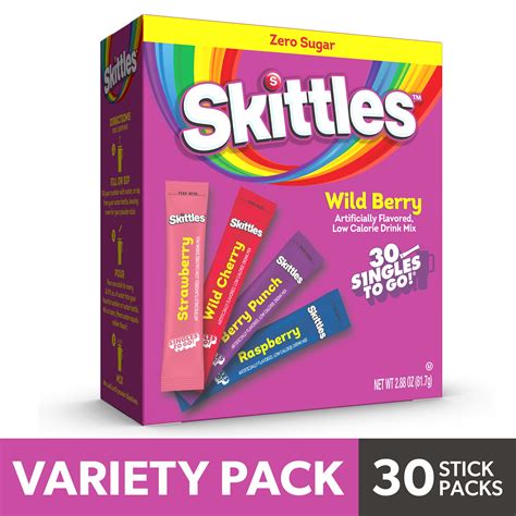 Skittles Wild Berry Singles to Go Packs Flavored Water Mix 30 Packets ...