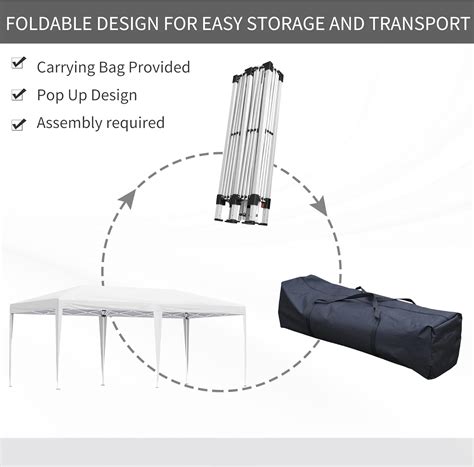 Buy Outsunny Pop Up Gazebo, Double Roof Foldable Canopy Tent, Height ...