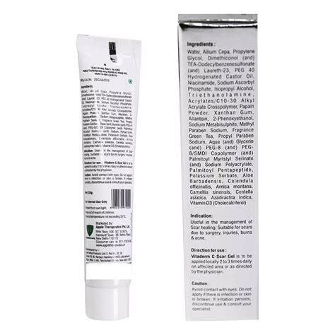 Vitaderm C Scar Gel | Uses, Side Effects, Price | Apollo Pharmacy