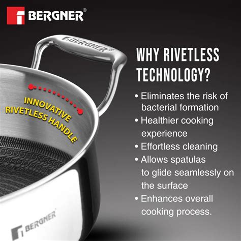 Bergner Hitech Tri-Ply Stainless Steel Non-Stick Cook & Serve 28 cm Pa