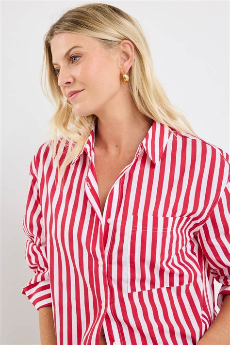 Shop You Got This Red Stripe Oversized Shirt | Flo & Frankie