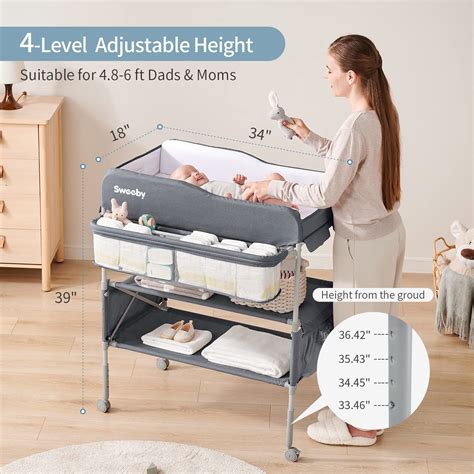 Sweeby Portable Baby Changing Table, Foldable Changing Table Dresser ...
