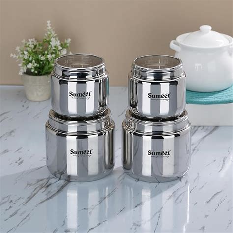 Buy Sumeet Stainless Steel Canisters/Dabba/Storage Containers for ...