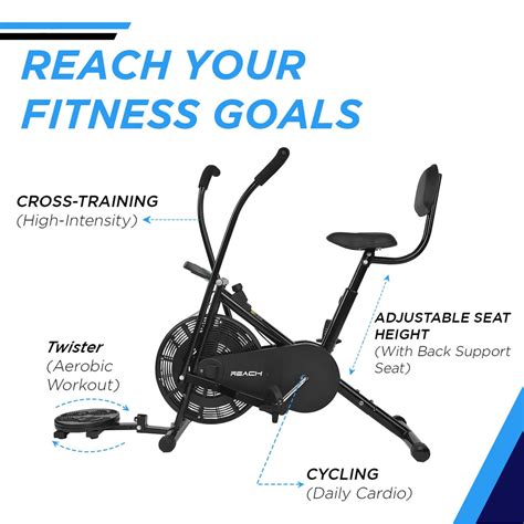 Reach AB-110 BST Air Bike Exercise Cycle with Moving or Stationary ...
