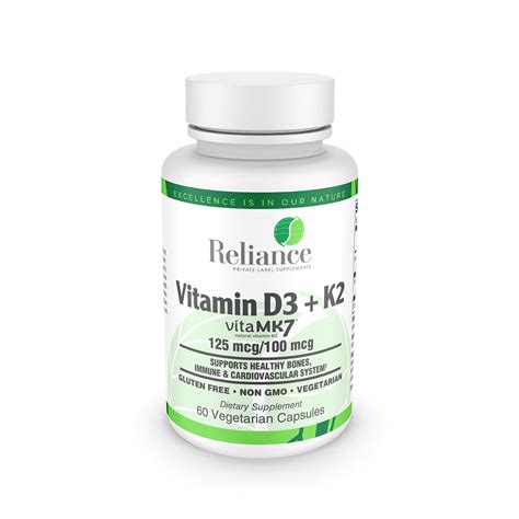 Vitamin D3 + K2, 125 mcg/100 mcg - Reliance Vitamin