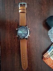 Sylvi Analogue-Digital Luxury Black Dial Brown Leather Strap Multi ...