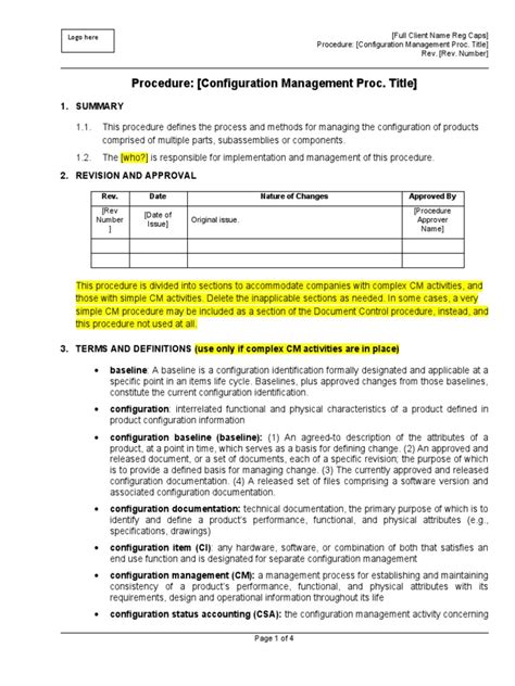 Image result for Configuration Management Process One Pager