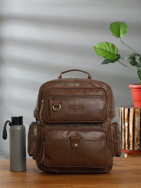 Teakwood Leather Unisex Brown Leather Backpack - Clearance sale ...