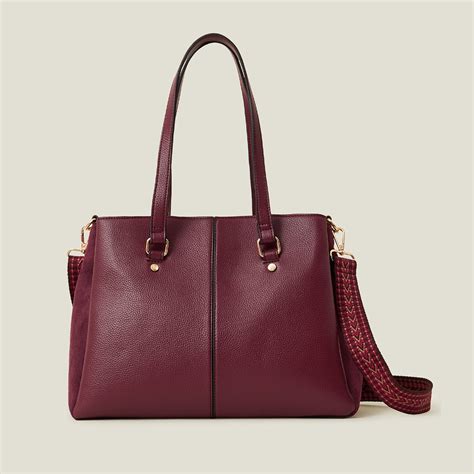 Accessorize London Women's Maroon Webbing Stripe Shoulder Bag