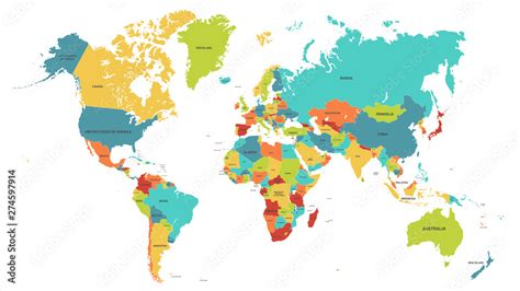Colored World Map with Names 的图像结果