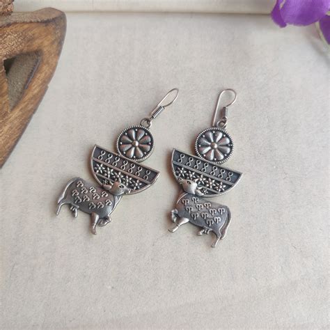 "Prasun" Silver Look Alike Stone Earrings – The Fiona Store