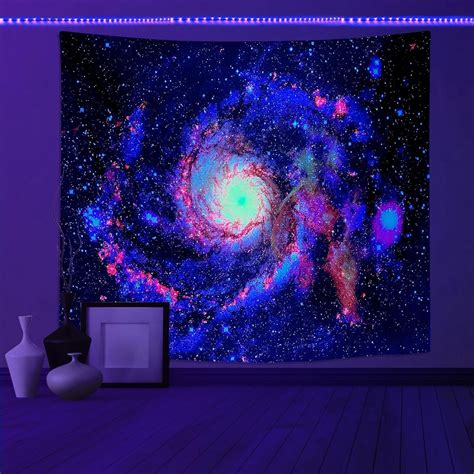 Amazon.com: PSYHILAR Blacklight Tapestry Glow in the Dark UV Space ...