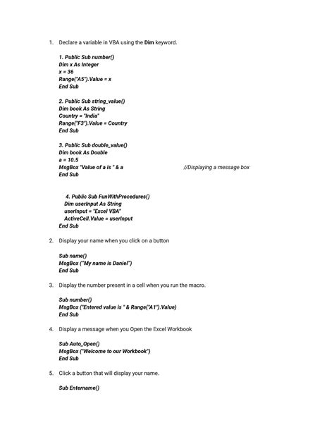 Excel Macros and VBA Demo - Declare a variable in VBA using the Dim ...