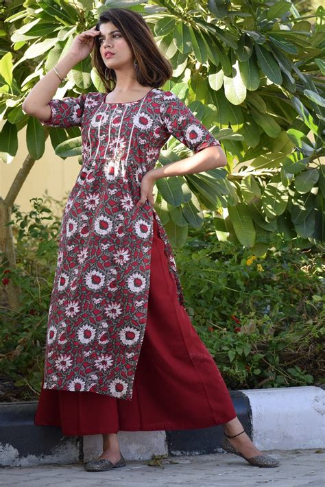 Maroon Garden Kurta Set – Label Krisha