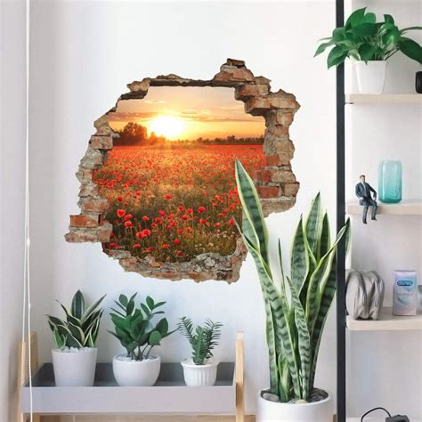 3D wall sticker flowers at sunset | wall-art.com