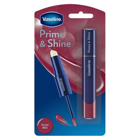 Vaseline Prime and Shine Plum Red 2 in 1 Lip Balm (1.2g) and Lip Gloss ...
