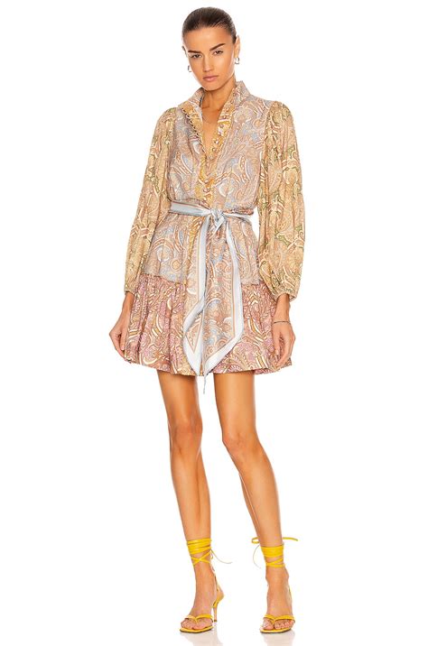 Zimmermann Tempo Buttoned Mini Dress in Spliced Paisley | FWRD